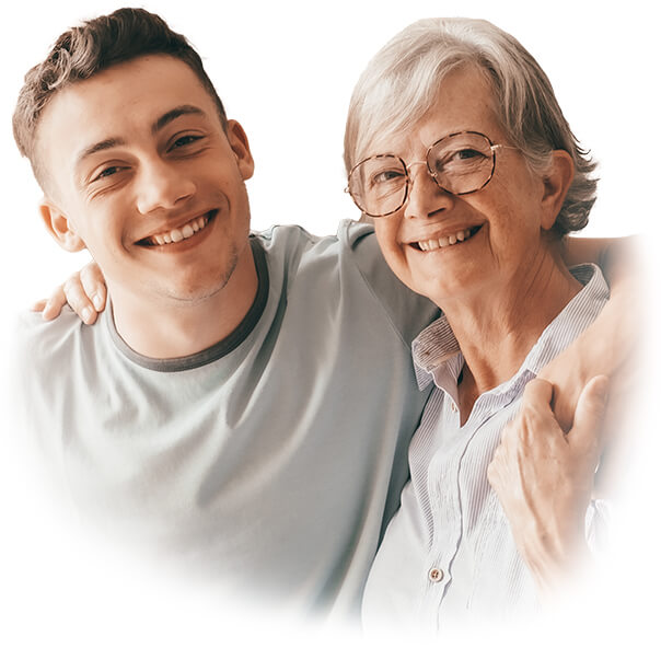 teenage boy with his grandmother